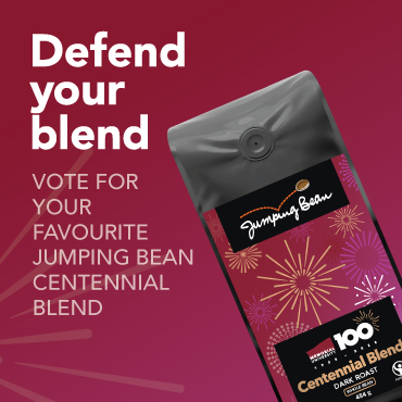 Defend your blend coffee contest. Vote for your favourite jumping bean centennial blend.