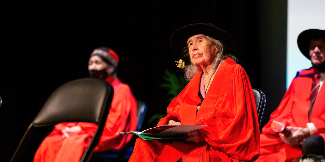 Elder G. Jean Crane in academic robes during convocation in 2021