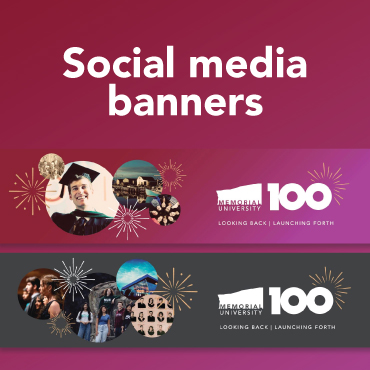 A download link to a zip file containing social-media banners to Memorial's 100th anniversary