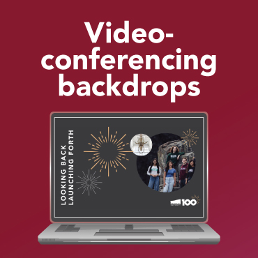 Link to download a zip file for videoconferencing backdrops with branding for Memorial's 100th anniversary 