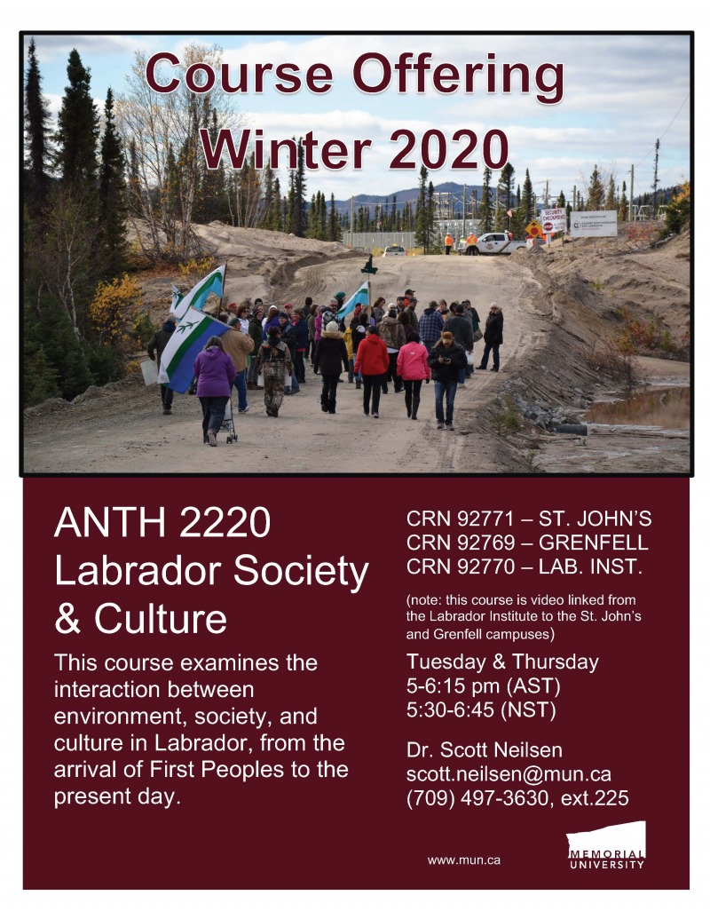 Poster for ANTH 2220: Labrador Society and Culture course winter 2020