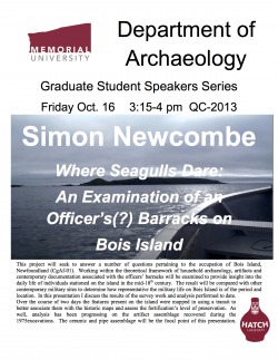 Poster for Graduate Student Speaker Series: Simon Newcombe