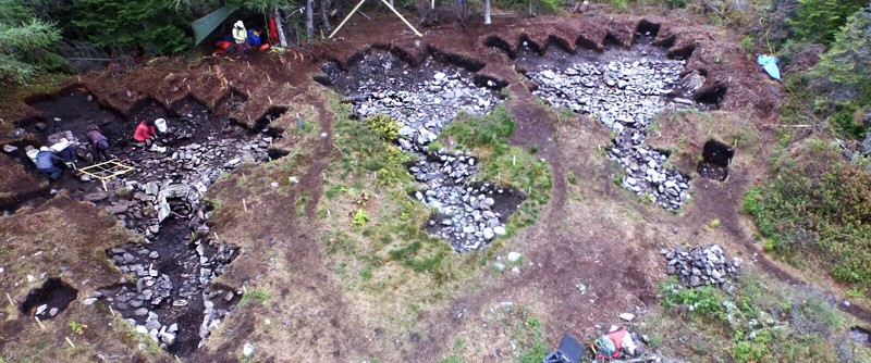 Aerial view of archaeology site