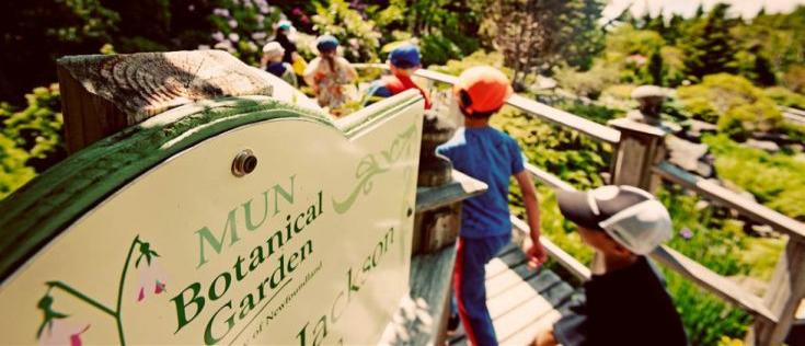 kids on the boardwalk in the garden