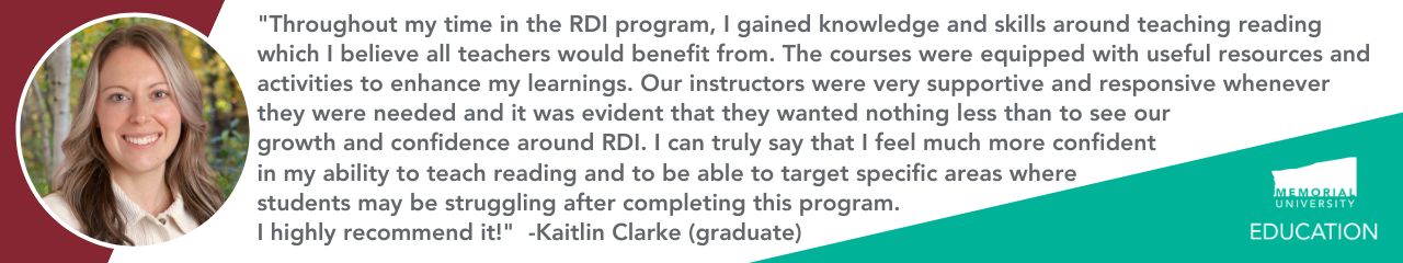 Photo of Kaitlin Clarke with quote endorsing RDI program