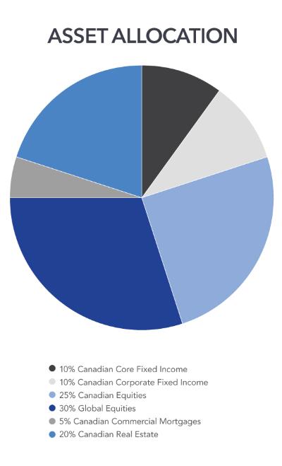 Pie graph showing asset mix for 2019-20