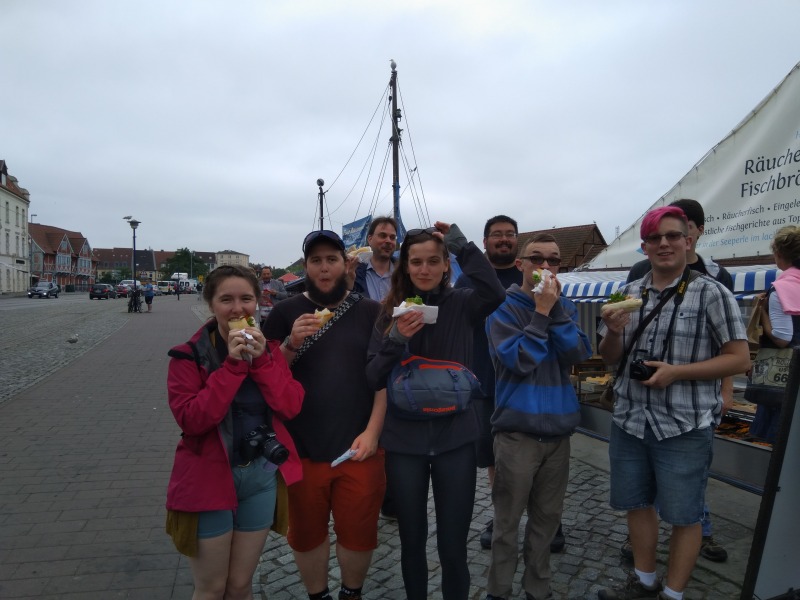 eating fish sandwiches in Wismar