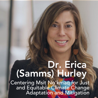 A picture of a woman with long brown hair, smiling, and the words "Dr. Erica Samms" written on top of her black blazer